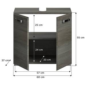 Waschbeckenunterschrank Pamoc Eiche Grau Dekor - Breite: 60 cm