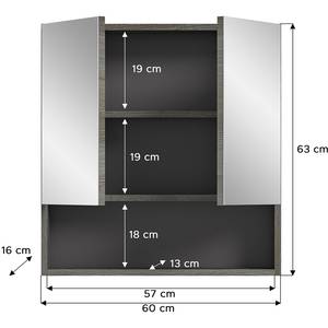 Spiegelschrank Pamoc mit offenem Fach Eiche Grau Dekor