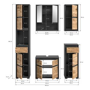 Badezimmerset Campillo 5-teilig Eiche Dekor / Schwarz
