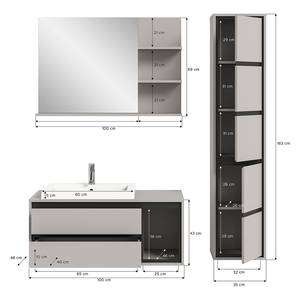 Badezimmerset Campillo 4-tlg Waschtisch Hellgrau / Schwarz