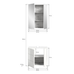 Badezimmerset Nylum 2-teilig - 60 cm Hochglanz Weiß / Matt Weiß - Ohne Beleuchtung