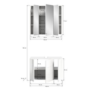 Badezimmerset Nylum 2-teilig - 82 cm Hochglanz Weiß / Matt Weiß - Mit Beleuchtung