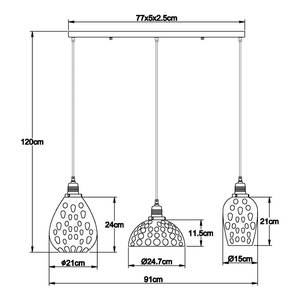 Pendelleuchte Salvy Typ A Farbglas / Eisen - 3-flammig