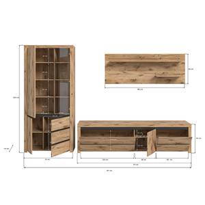 Wohnwand Seinsfeld Grau - Holz - Holzwerkstoff - 317 x 200 x 44 cm