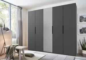 Drehtürenschrank Level36 - 216 cm Typ B Graphit - Breite: 250 cm - Mit Spiegeltür/-en