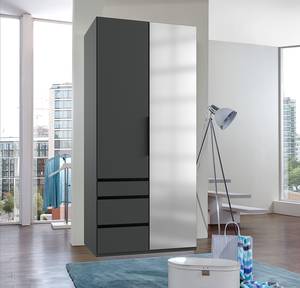 Drehtürenschrank Level36 - 236 cm Typ A Graphit - Breite: 100 cm - Mit Spiegeltür/-en