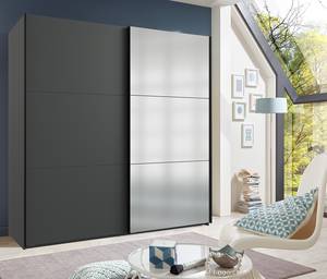 Schwebetürenschrank Level36 236 cm Typ B Graphit - Breite: 200 cm - Mit Spiegeltür/-en