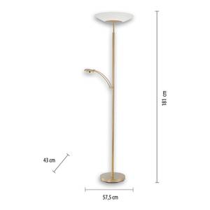 Lampadaire Alfred Verre opalin - 2 ampoules - Laiton