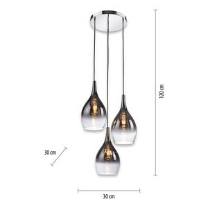 Hanglamp Pilua 3 lichtbronnen rond gekleurd glas- zilverkleurig/grijs