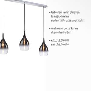 Hanglamp Pilua 3 lichtbronnen gekleurd glas- zilverkleurig/grijs