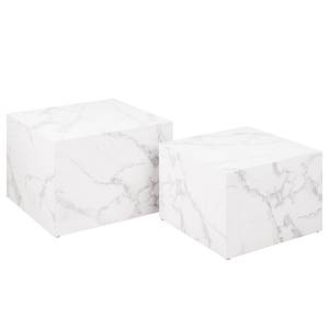 Couchtisch Sukatari 2er-Set quadratisch Marmor Weiß Dekor