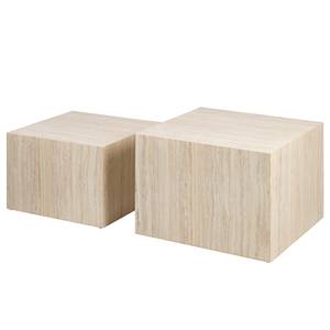 Tables basses Sukatari - Lot de 2 carrée Imitation Travertin