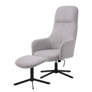 Relaxfauteuil Cardeal met voetenbank geweven stof/staal - natuurlijk/zwart