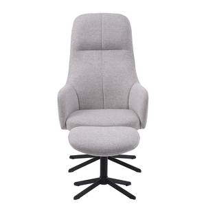 Relaxfauteuil Cardeal met voetenbank geweven stof/staal - natuurlijk/zwart