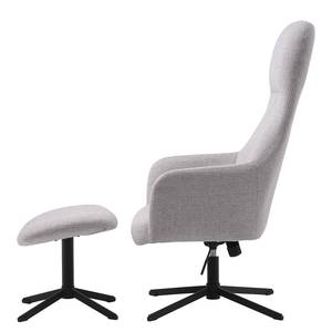 Relaxfauteuil Cardeal met voetenbank geweven stof/staal - natuurlijk/zwart