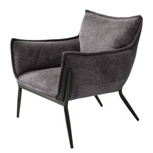 Loungefauteuil Aparani geweven stof/staal - donkergrijs/zwart