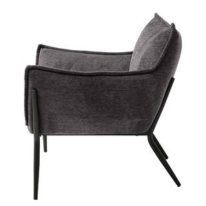 Loungefauteuil Aparani geweven stof/staal - donkergrijs/zwart