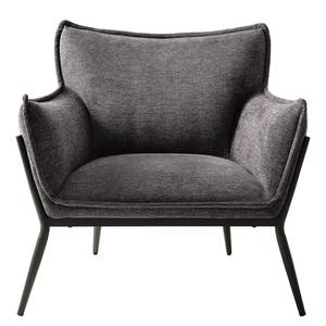 Loungefauteuil Aparani geweven stof/staal - donkergrijs/zwart