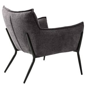 Loungefauteuil Aparani geweven stof/staal - donkergrijs/zwart