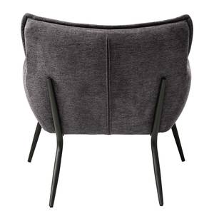 Loungefauteuil Aparani geweven stof/staal - donkergrijs/zwart