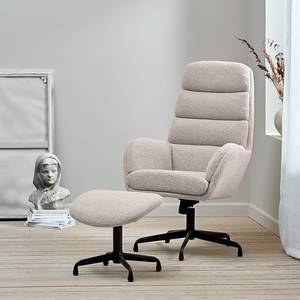 Relaxfauteuil Caitano met voetenbank bouclé/staal - grijs/zwart