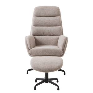 Relaxfauteuil Caitano met voetenbank bouclé/staal - grijs/zwart