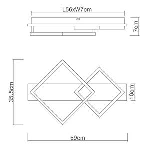 LED-Deckenleuchte Lesina Aluminium / Acrylglas - Flammenanzahl: 2