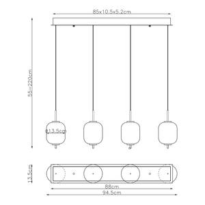 LED-Pendelleuchte Ewald Typ A Opalglas / Eisen - Flammenanzahl: 4