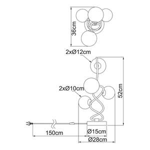 LED-Tischleuchte Riha Farbglas / Eisen - 4-flammig