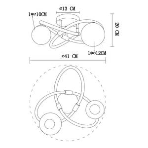 LED-Deckenleuchte Tuberius Typ A Farbglas / Eisen - 2-flammig