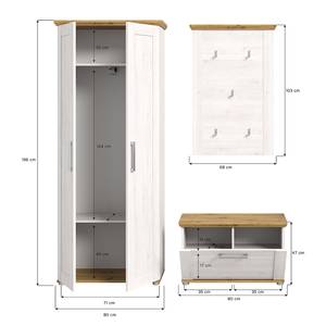 Garderobenset Damflos Typ C Holz - Weiß - Holzwerkstoff - 175 x 196 x 39 cm