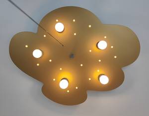 Plafondlamp Wolk kunststof - goudkleurig - 5 lichtbron