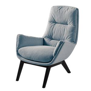 Fauteuil GARBO met houten pootjes Geweven stof Saia: Jeansblauw - Zwart