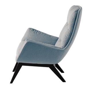 Fauteuil GARBO met houten pootjes Geweven stof Saia: Jeansblauw - Zwart