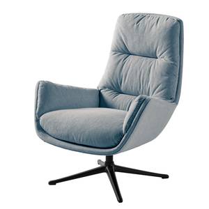 Fauteuil GARBO met kruisvoet geweven stof - Geweven stof Saia: Jeansblauw - Zwart