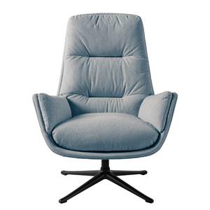 Fauteuil GARBO met kruisvoet geweven stof - Geweven stof Saia: Jeansblauw - Zwart