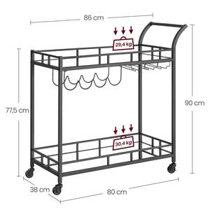 Servierwagen Poygan Glas / Metall - Schwarz