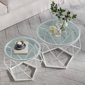 Couchtisch Tuxford Glas 2er-Set Glas / Metall - Weiß