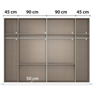 Drehtürenschrank Mainz Graumetallic - Breite: 271 cm - Ohne Spiegeltür/-en