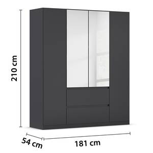 Drehtürenschrank Mainz Graumetallic - Breite: 181 cm - Mit Spiegeltür/-en