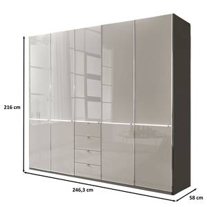 Drehtürenschrank Shanghai 2 Sandgrau / Havanna - 246 x 216 cm