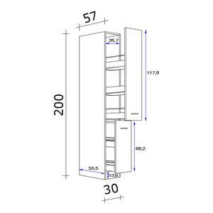 Apothekerschrank Cresta Buche Dekor - Höhe: 200 cm