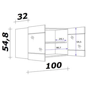 Hängeschrank Cresta Glastür horizontal Kaschmir - Breite: 100 cm