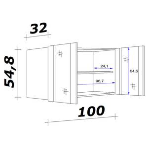 Hängeschrank Cresta Glastür vertikal Buche Dekor - Breite: 100 cm