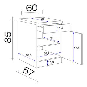 Unterschrank Cresta Matt Weiß - Breite: 60 cm