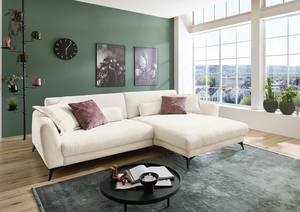 Ecksofa Morranos Chenille Rubia: Creme - Longchair davorstehend rechts - 4 Kissen