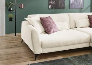 Ecksofa Morranos Chenille Rubia: Creme - Longchair davorstehend rechts - 4 Kissen