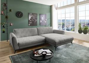 Ecksofa Morranos Chenille Rubia: Grau - Longchair davorstehend rechts - 4 Kissen