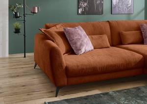 Ecksofa Morranos Chenille Rubia: Terracotta - Longchair davorstehend rechts - 4 Kissen