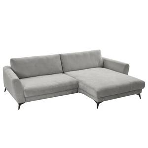 Ecksofa Morranos Chenille Rubia: Grau - Longchair davorstehend rechts - 2 Kissen